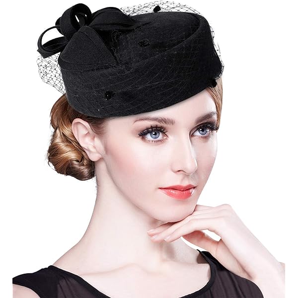 5467 Fascinator Hat Bowknot Pillbox Mesh Veil Headband With Hair Veewon Black Bowknot Fascinator Hat Feathers Veil Mesh  main image 2