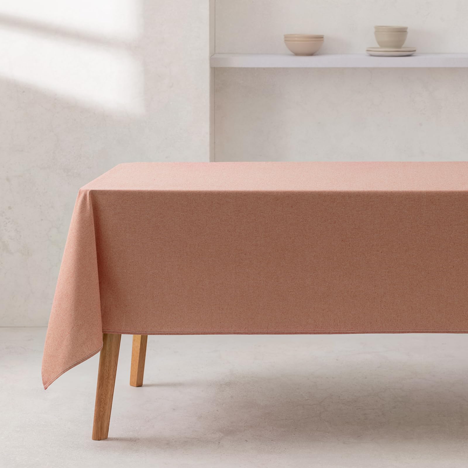 GAMUSI Tablecloth Plain Fabric Organic Cotton Waterproof Stain Resistant Rectangular Tile Colour 140 x 100 cm