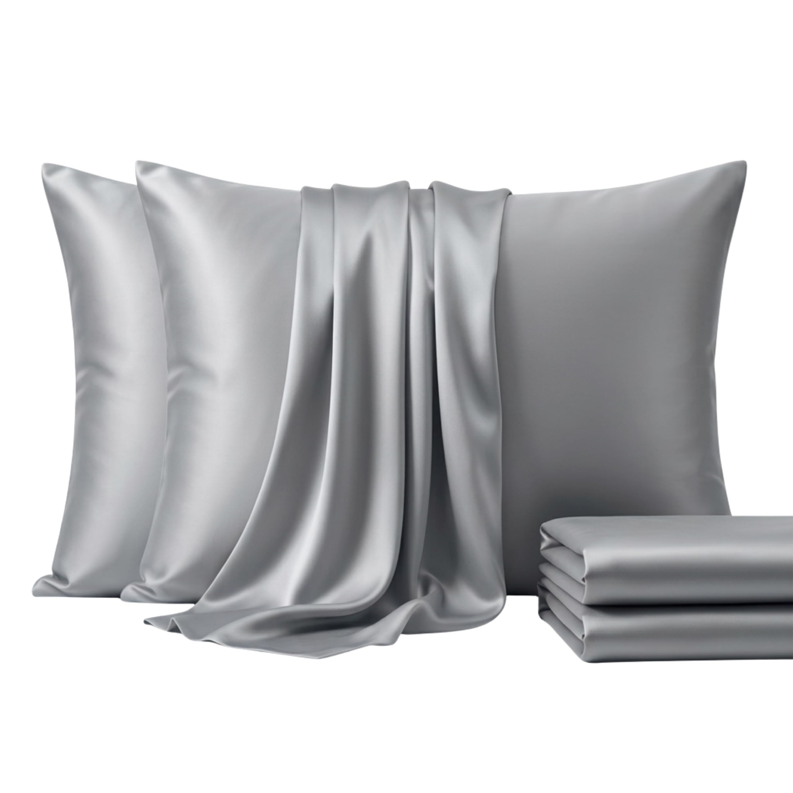 Brit Cotton TC 400 Thread Count Pillowcase with Envelope Closure, Breathable Plain Soft 100% Egyptian Cotton Pillow Covers, 2 Pack (50cmX75cm, Silver)