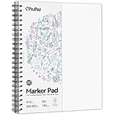 Ohuhu Double-Sided Marker Pads Art Sketchbook Bleedproof - 9"x12" Large Paper Size - 90 lb/150 gsm Smooth Drawing Paper - 60 Sheets/120 Pages, Spiral Bound Sketching Book for Alcohol Markers