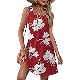OFEEFAN Womens Square Neck Tank Dresses 2026 Summer Spring Loose Swing Sundresses with Pockets Plain/Print