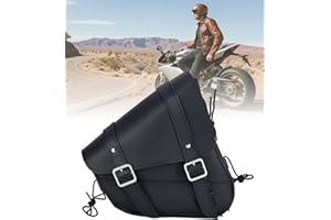 RIDERVIBE Motorcycle Saddle Bags Leather Motorcycle Solo Swing Arm Bag For Softails Sportsters Choppers Waterproof Side Bags (Black - Right Side, 11.5" x 10.25" x 3.5")