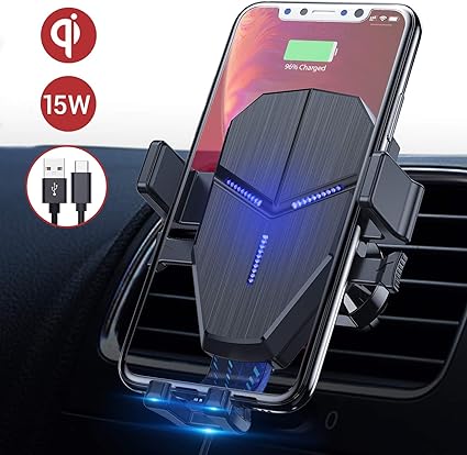 Qi Cargador Inalámbrico Coche,Avolare Soporte Movil Coche,Carga Rapida 15W para LG,10W para Samsung Galaxy Note 20/20 Ultra,7.5W para iPhone SE/11/11Pro/11ProMAX/XS/XS MAX/XR/X/8,con Cable USB C 0,8m: Amazon.es: Coche y moto