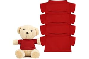 AECSZE 4 PCS Stuffed Bear Basic T Shirt Clothes for 10-12Inch, T Shirt Classic Crew Neck Bear, Cute Tiny Clothes DIY Bear Toy (10-12 Inch,Red)