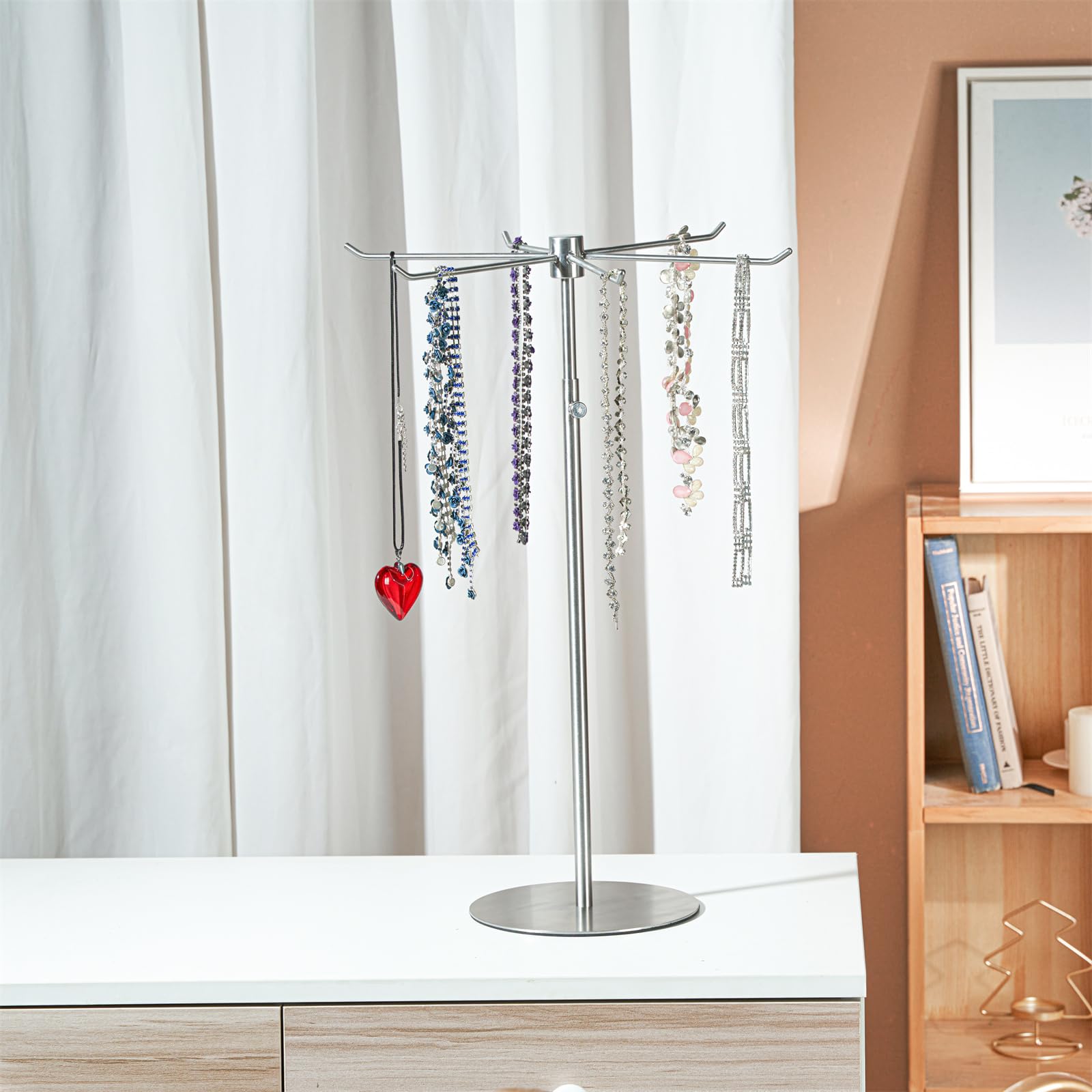 Condition photo showing New/Like New for bjewego spinning jewelry display stand - rotating keychain display stand - adjustable height jewelry
