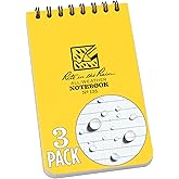Rite in the Rain Weatherproof Top Spiral Notebook, 3" x 5", Yellow Cover, Universal Pattern, 3 Pack (No. 135-3X)