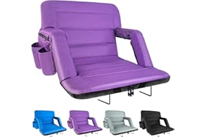 yeyeeyyee Stadium Seats with Back Support Wide, Exclusive Bleacher Chairs with Back and Cushion Folding Stadium Chairs, 6 Reclining Positions Waterproof Bleacher Seats with 2Hooks (Wide|22.5" Purple)