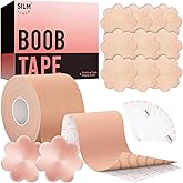 Silm Lemon Boob Tape - Boobtape for Large Breasts, Boob Lift Tape, Double Sided Tape with 2 pcs Nipple Covers for women A-G Cup (Beige, 2 in)