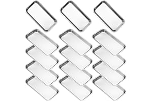 Biugaaufai 15 Pack Stainless Steel Surgical Tray, 8.86 x 4.72 Inch Small Surgical Tray, Stainless Steel Medical Tray for Lab Instruments Organizer, Flat Bottom Medical Tray for Lab, Dental