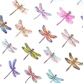 Ychsring Sparkly Dragonfly Stickers - 30 Pcs Clear PET Glitter Holographic Insect Stickers for Scrapbook, Journal, Junk Journal, Collage - Waterproof Transparent for Resin, Craft &amp; Scrapbook Supplies