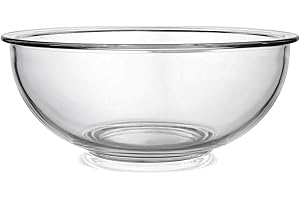 BOVADO USA 4 Quart Glass Bowl for Storage, Mixing, Serving - Clear, Dishwasher, Freezer & Oven Safe Premium Quality Glass, Easy-Clean, 4 QT