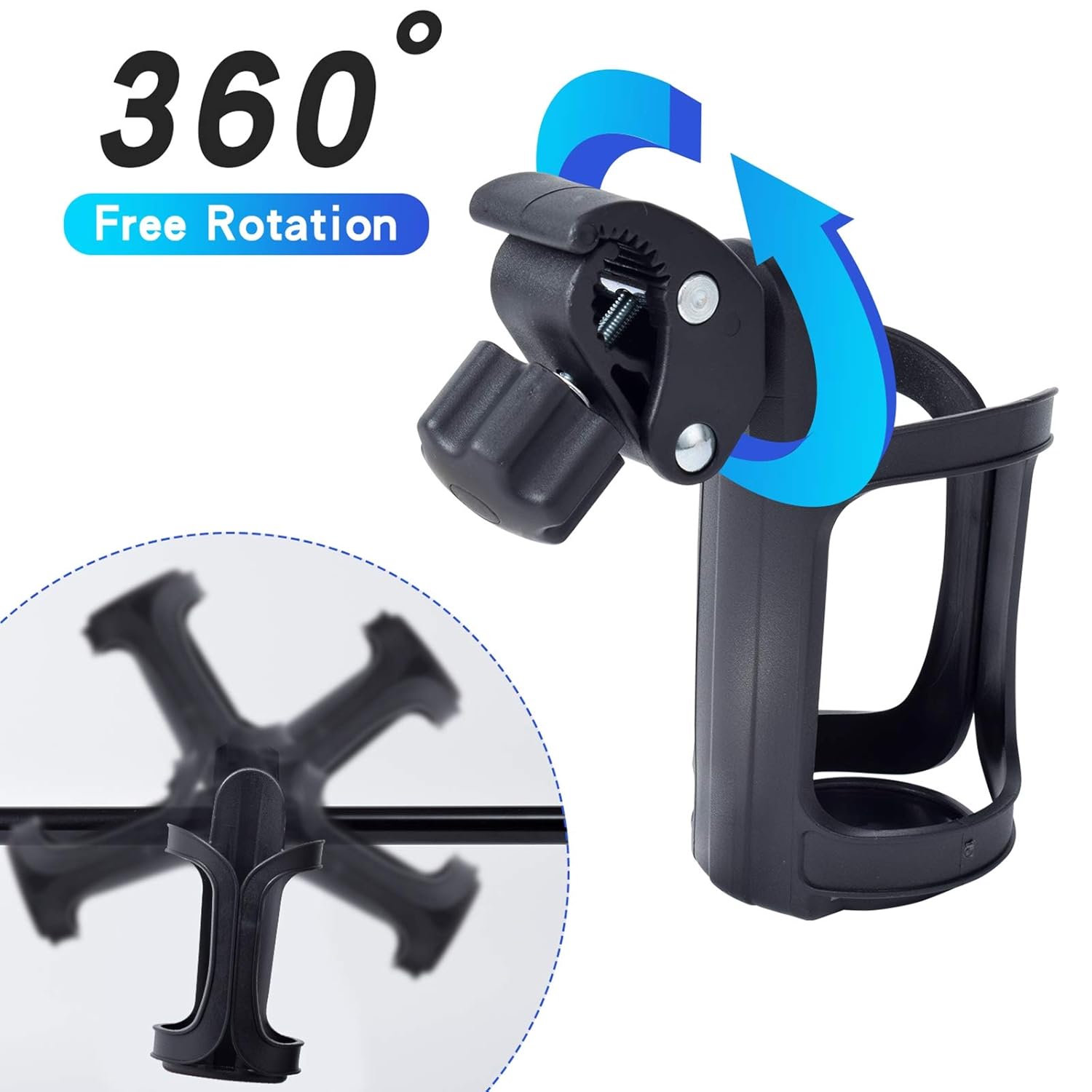 Eucredy Universal Stroller Cup Holder, Upgrade Bike Cup Holder, Adjustable Large Caliber Bike Water Bottle Holder, Drink Holder for Bicycle, Wheelchair, Walker, Trolleys, Motorcycle: Baby