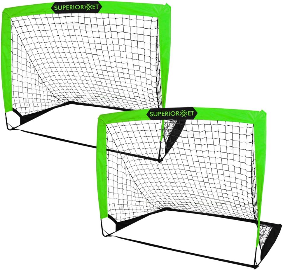 Superiornet Portable Training Goals，4‘x3’ Pop Up Soccer Net for Kids Backyard，Set of 2 with Carry Bag (Green) : Sports & Outdoors