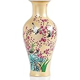 Qinlang 14 in Ceramic Vases for Flowers, Golden Flower Vase for Centerpieces