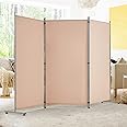 Esright 6 FT Portable Room Divider, 102’’ W Folding Privacy Screen for Room Separation, 3 Panel Freestanding Fabric Partition Wall Dividers for Office Hospital (Beige)