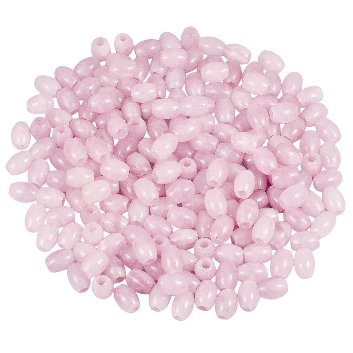 mookaitedecor 30pcs 16mm Natural Barrel Rose Quartz Large Hole Gemstone Beads for Jewellery Making, Oval Loose Healing Crystal Stone Beads for Crafting European Bracelet Macrame DIY Projects