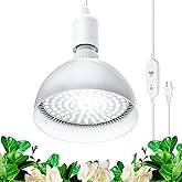 Barrina LED Grow Light Bulb with Timing and Hanging System, 25W 5000K Full Spectrum, 4H/9H/14H Timer, Hanging Grow Lights for