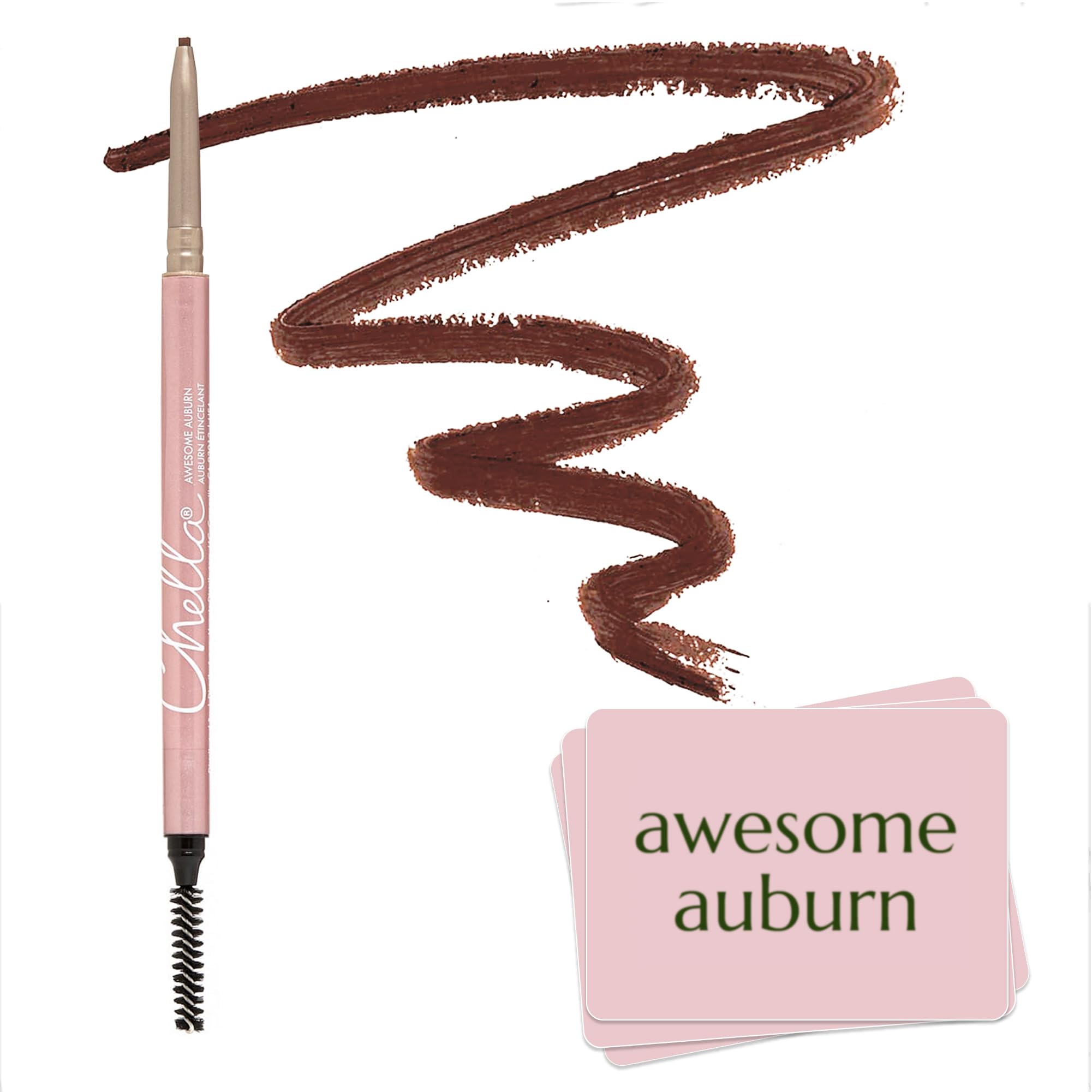 Chella Eyebrow Pencil, Awesome Auburn - Vegan, Free from: Gluten, Cruelty, and Paraben. Long Wearing, Smooth Consistency