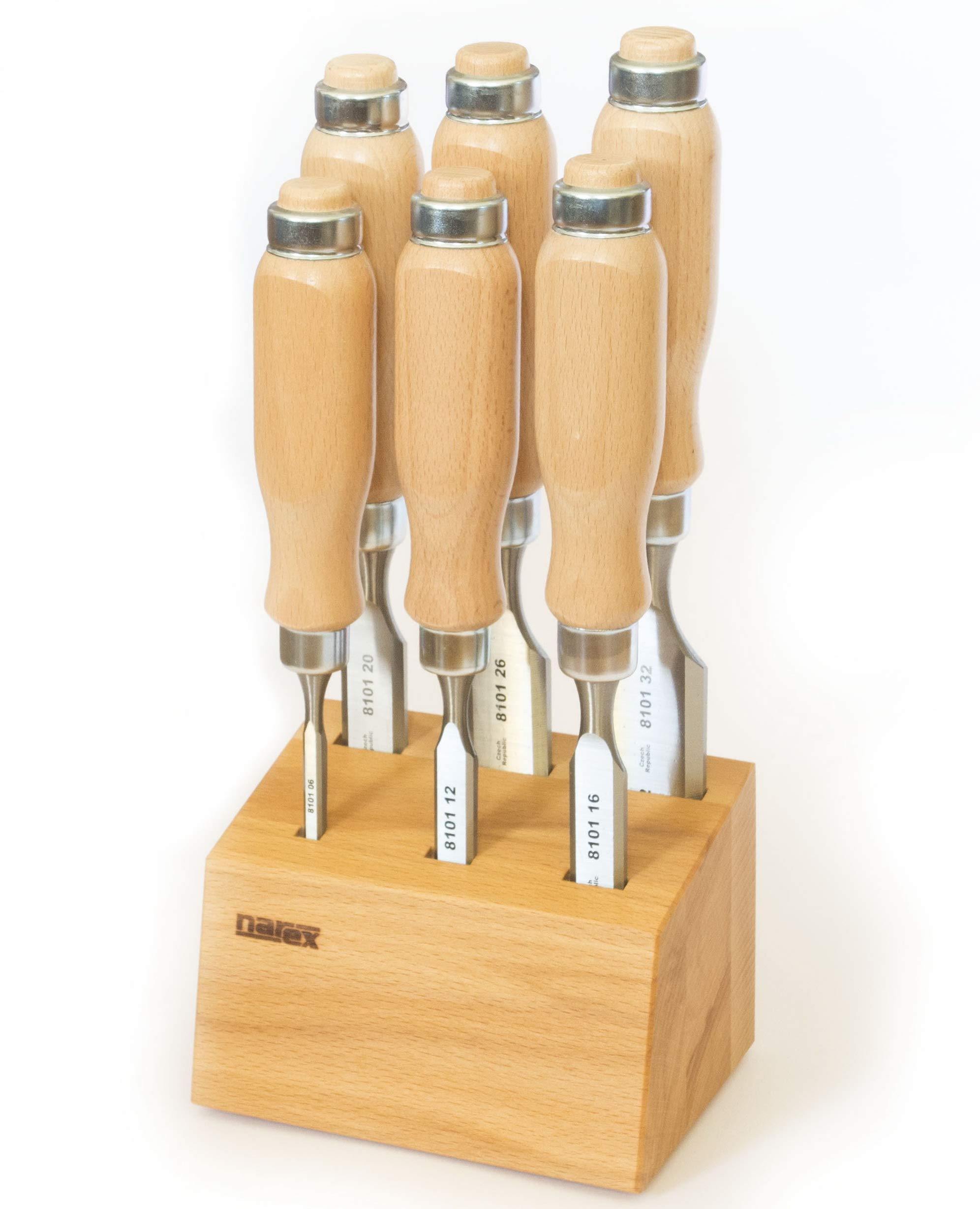 Narex Bevel Edge Chisel Set with Wooden Stand, Set of 6 pcs
