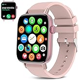PJYUBVOR 1.9" Smart Watch for Women - Bluetooth Call Fitness Tracker with Heart Rate/Sleep Monitor/Menstrual Reminder, DIY Watch Face Waterproof Smartwatch Compatible with Android iPhone (Pink)