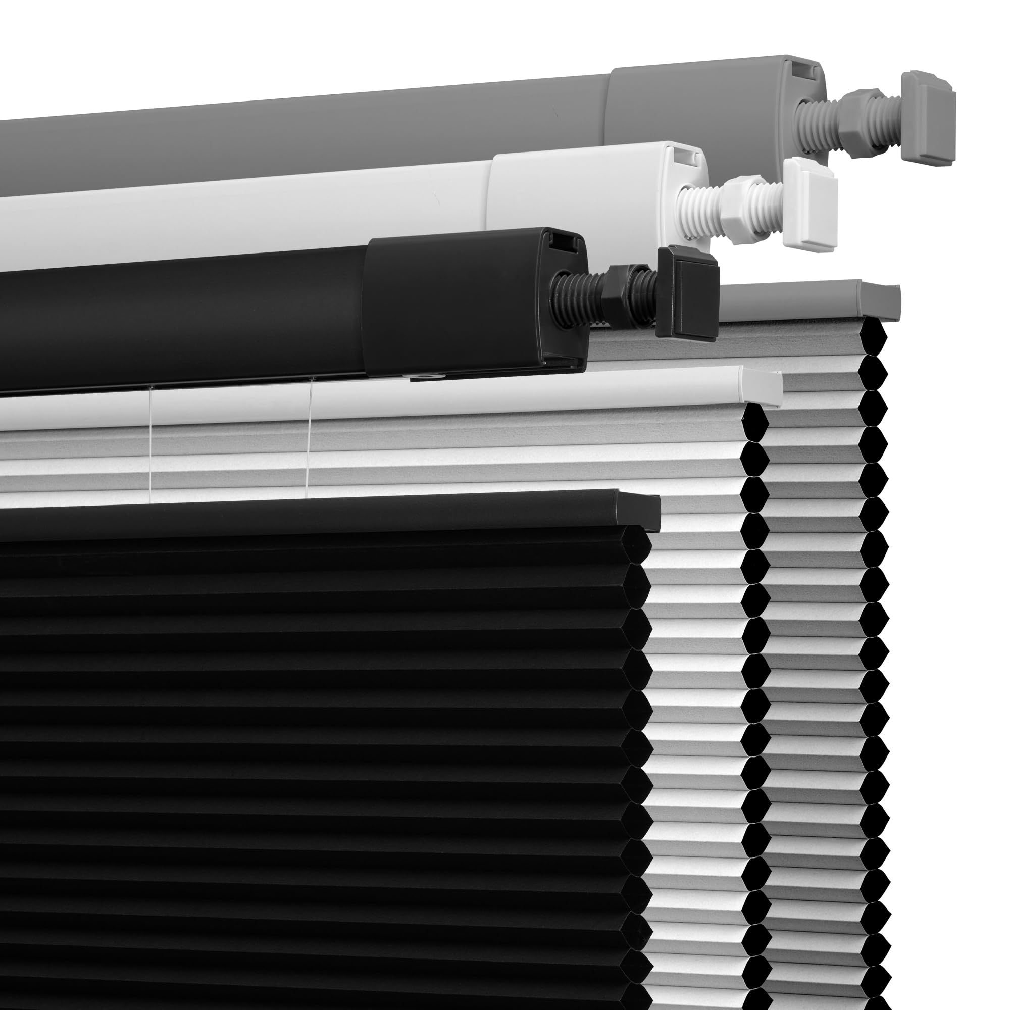 Boolegon No Drill No Tools Cellular Shades Top Down Bottom Up Honeycomb Blinds Blackout Cordless Window Blinds Easy to Install Cellular Shade for Windows,Blackout-Black,33" W x 78" H Image