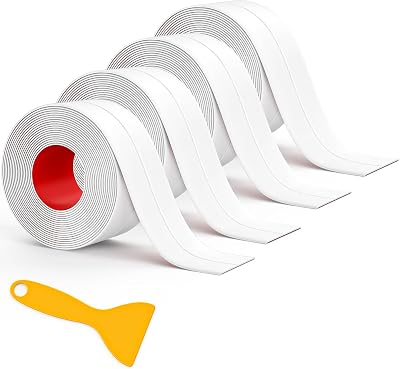 Fixmend Bath Sealant Strip Self Adhesive 4 Rolls White 3.2m 38mm