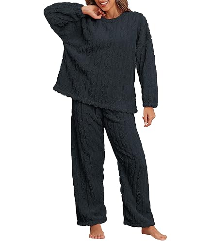 Lounge Sets for Women Fuzzy Two Piece Outfits Fleece Winter Warm