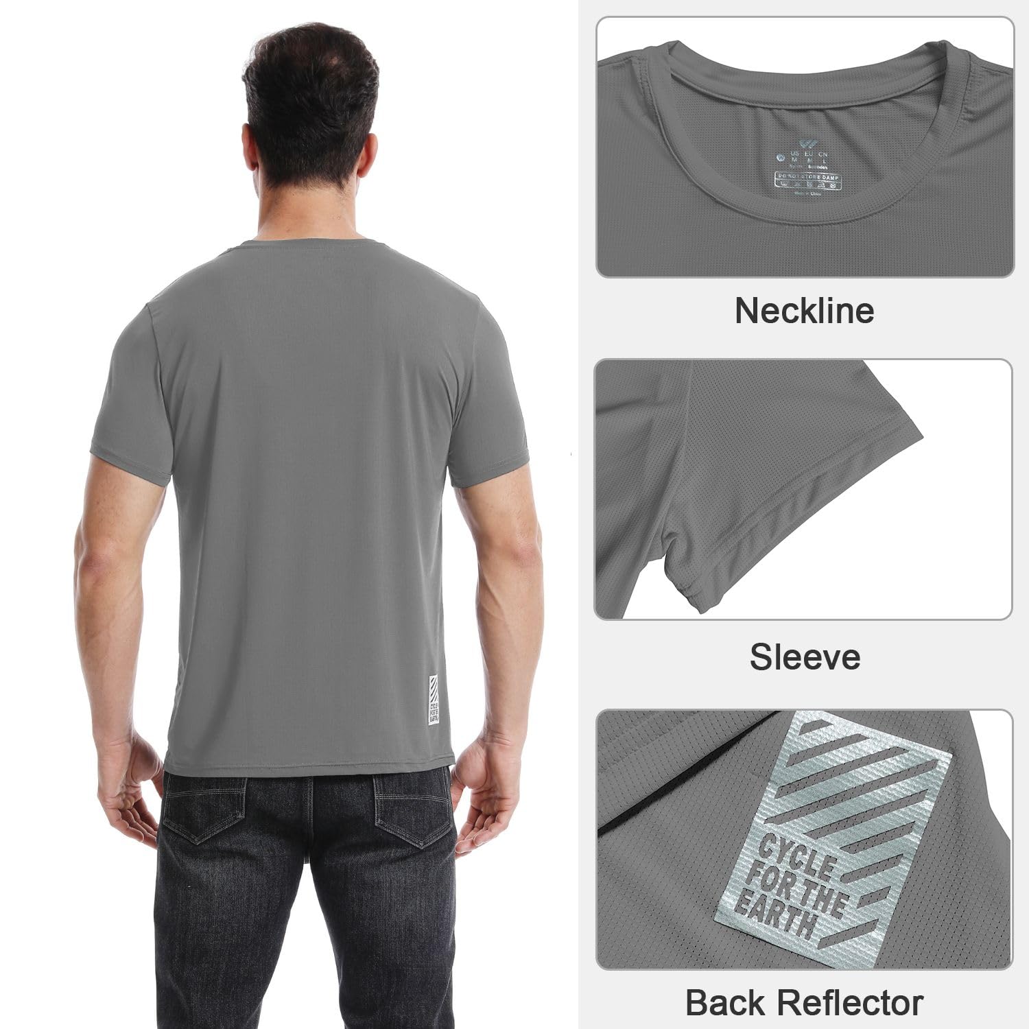 3 or 5er Pack Sport Tshirts Herren Kurzarm,Funktionsshirt Atmungsaktiv & Schnelltrocknend,Fitness Shirt für Training,Laufen,Wandern,Gym,Outdoor-Sport Rot-Rosa-Grau-GrauBlau-Grün M 4