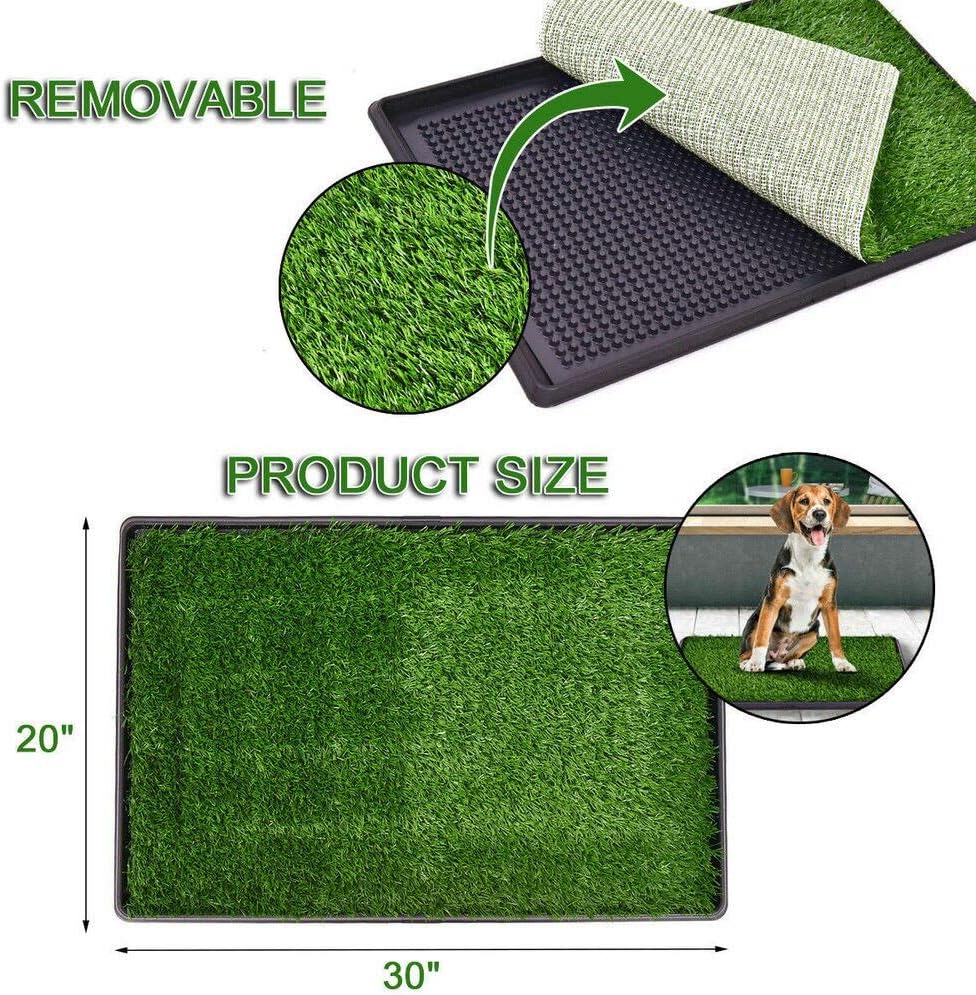 30"x20" Fake Grass Potty Pad Artificial Grass Trainer Portable Dog Turf Dog Grass Pad with Tray, 3 Layered System : Kitchen & Dining