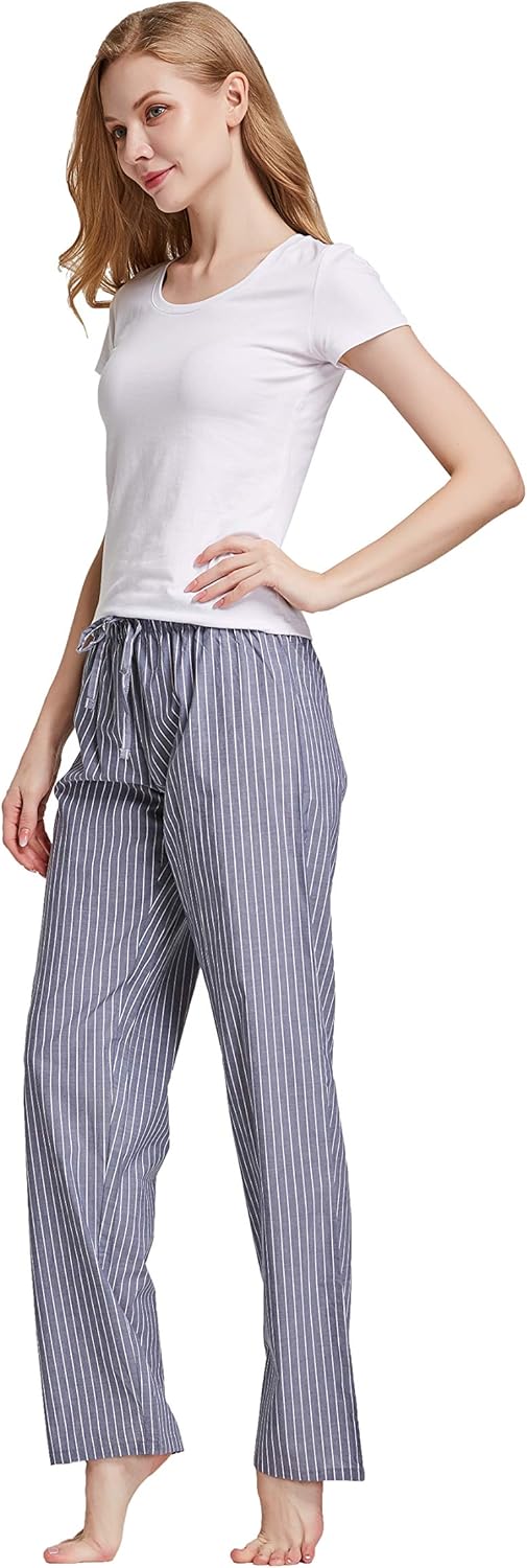 CYZ Women's 100% Cotton Woven Poplin Sleep Pajama Pants at  Women’s Clothing store