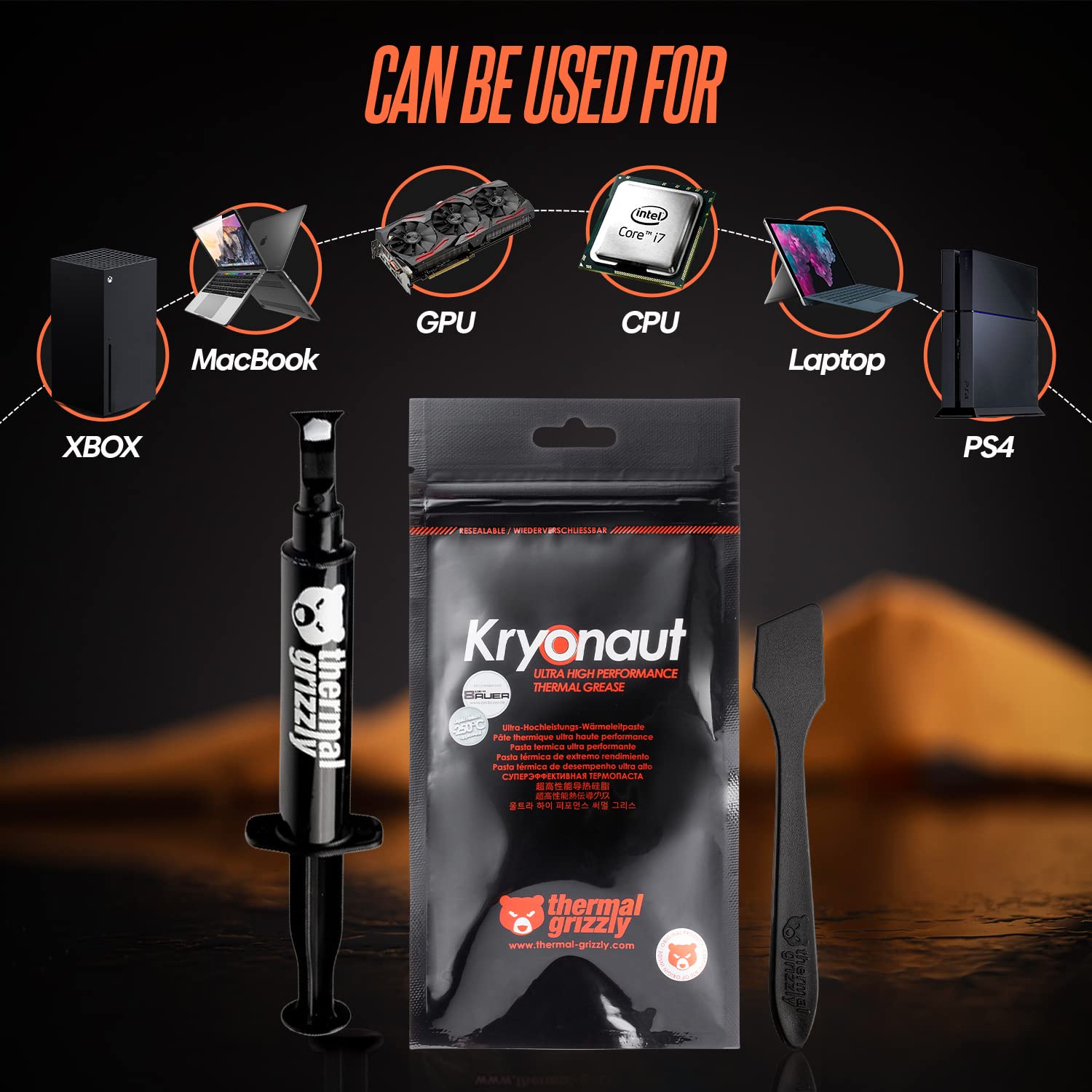 Thermal Grizzly Kryonaut The High Performance Thermal Paste Cooling All Processors, Graphics Cards and Heat Sinks in Computers and Consoles Combo Extra Spatula (Kryonaut 11.1g Combo)