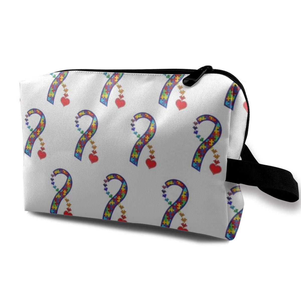Heart Autism Awareness Makeup Bag Pouch Purse Cosmetic Organizer for Women
