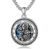 F4DEDAN St Anthony Medal 925 Sterling Silver St Saint Anthony Necklace for Men Women Religious Gifts
