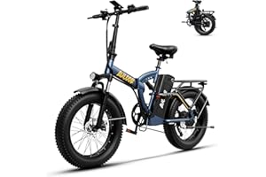Kebiko 1000W Folding Electric Bike,48V 20AH Removable Battery E Bike,30+MPH,80 Miles Max Range Electric Bike for Adults,20" Fat Tire Foldable ebike,Adult Electric Bicycle for Commute Beach Snow