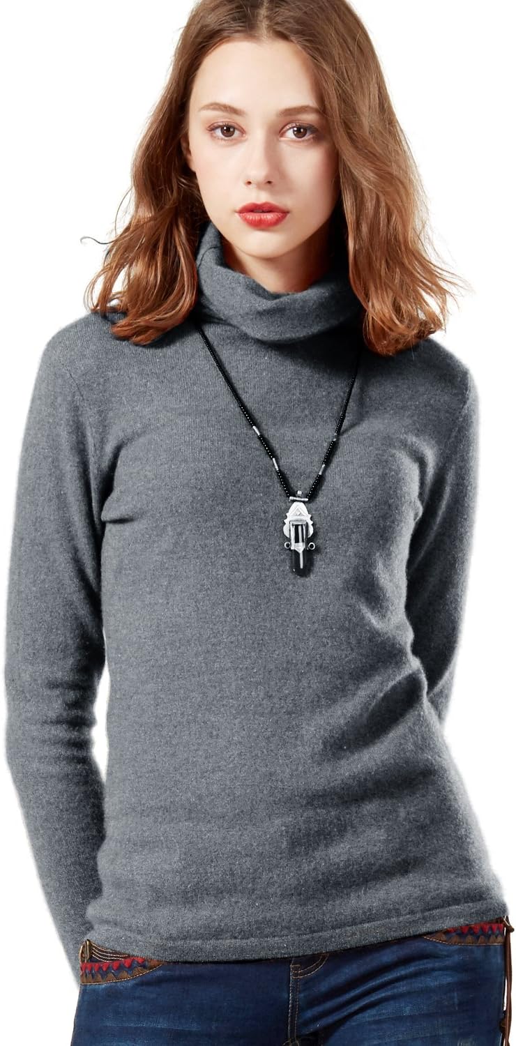 Artka Women's Pure Cashmere Wool Lightweight Turtleneck Sweater Winter Top