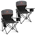 ALPHA CAMP 2-Pack Camping Chair with Cooler Bag, Heavy Duty 250lbs Capacity Folding Chair with Lumbar Support & Side Pocket,