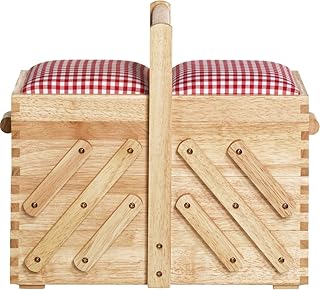 Prym 612547 Holz hell M mit Stoff Nähkasten, braun, beige, M