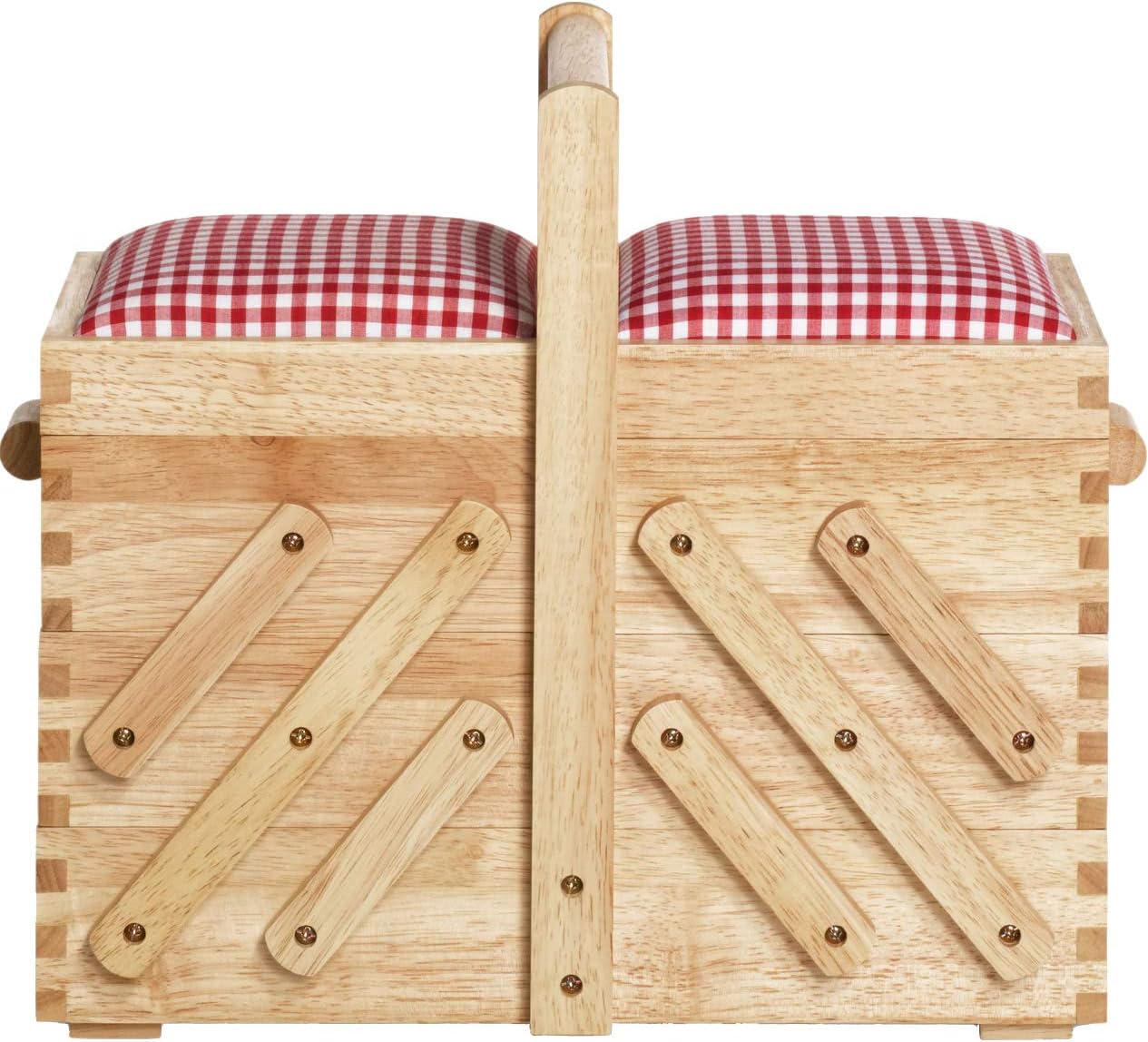 Prym 612547 Holz hell M mit Stoff Nähkasten, braun, beige, M