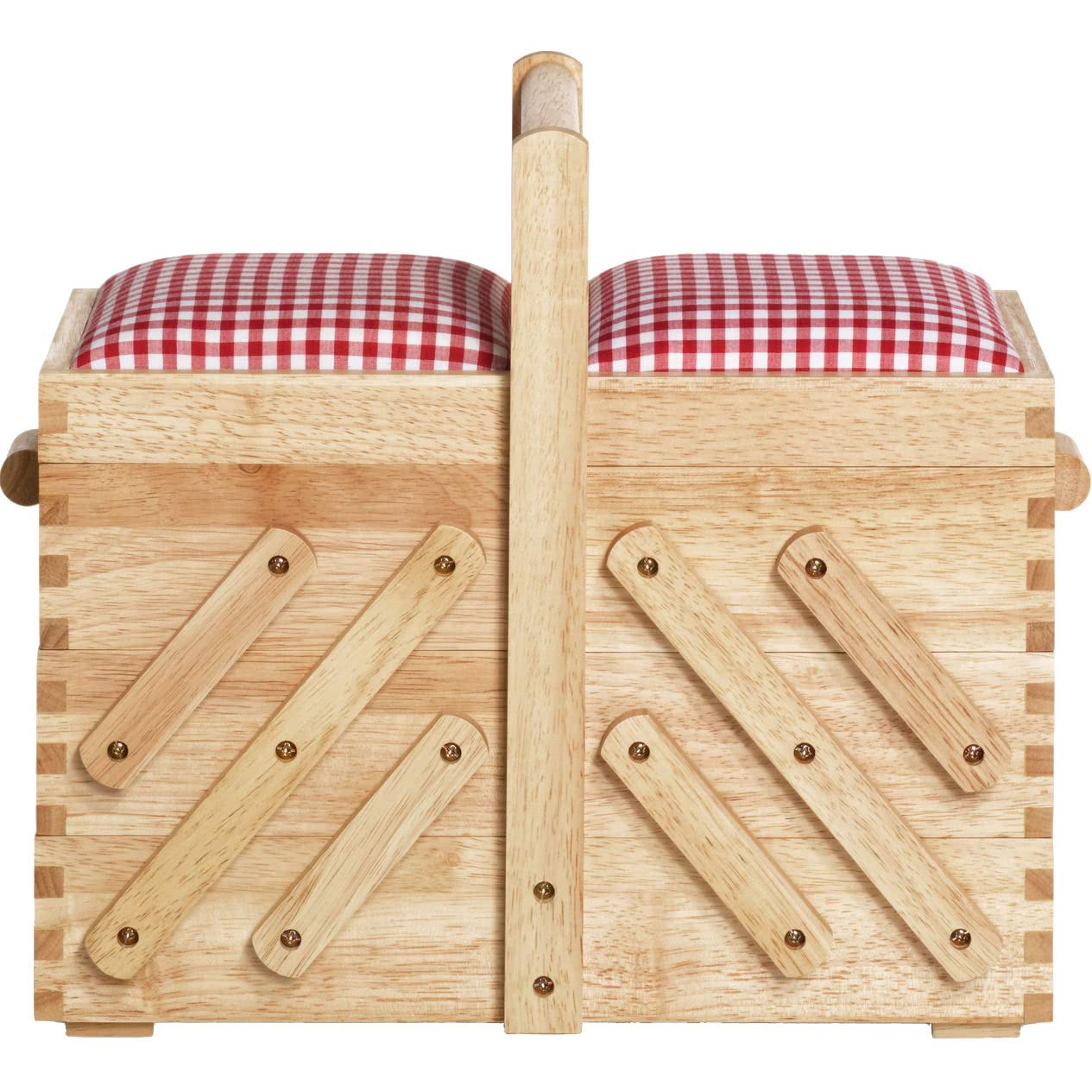 Prym 612547 Wood Light M with Fabric Sewing Box, Brown, Beige, M