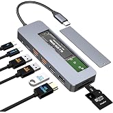 USB C Docking Station with M.2 NVMe SSD Enclosure 10Gbps, 9 in 1 USB-C Hub, Type C SSD Slot with 4K@60Hz HDMI, USB 3.2 Gen2, 