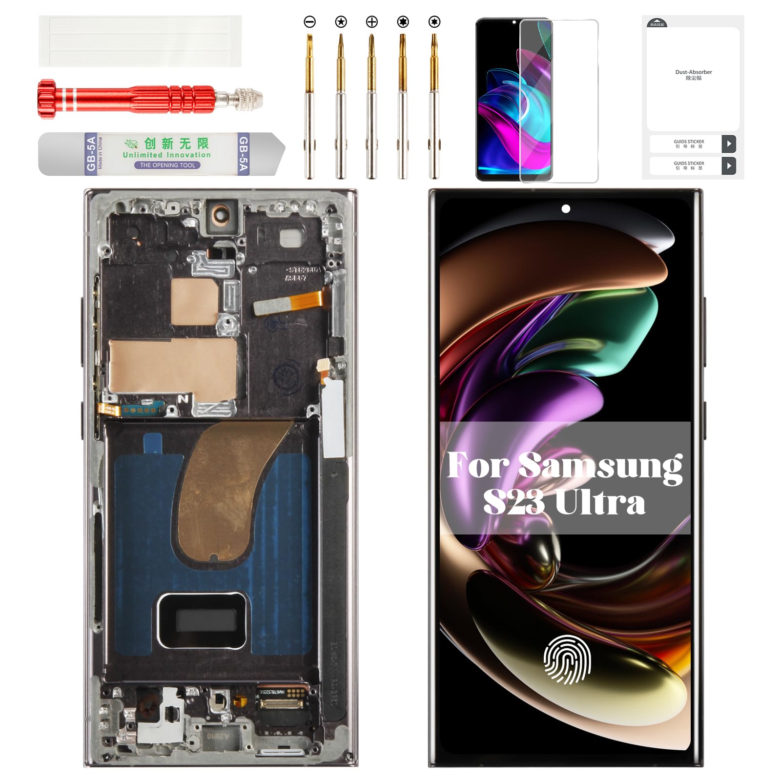 Photo 1 of OLED for Samsung S23 Ultra 5g Screen Replacement for Samsung Galaxy S23 Ultra LCD for Samsung S23 Ultra 5g Display Touch Digitizer Screen Assembly Replacement with Frame Black (US Version)