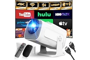 [Built-in App & 2026 Upgraded] Mini Projector Dual Control 1080P 4K Support Portable Projector with WiFi 6 BT5.2 180° Keyston