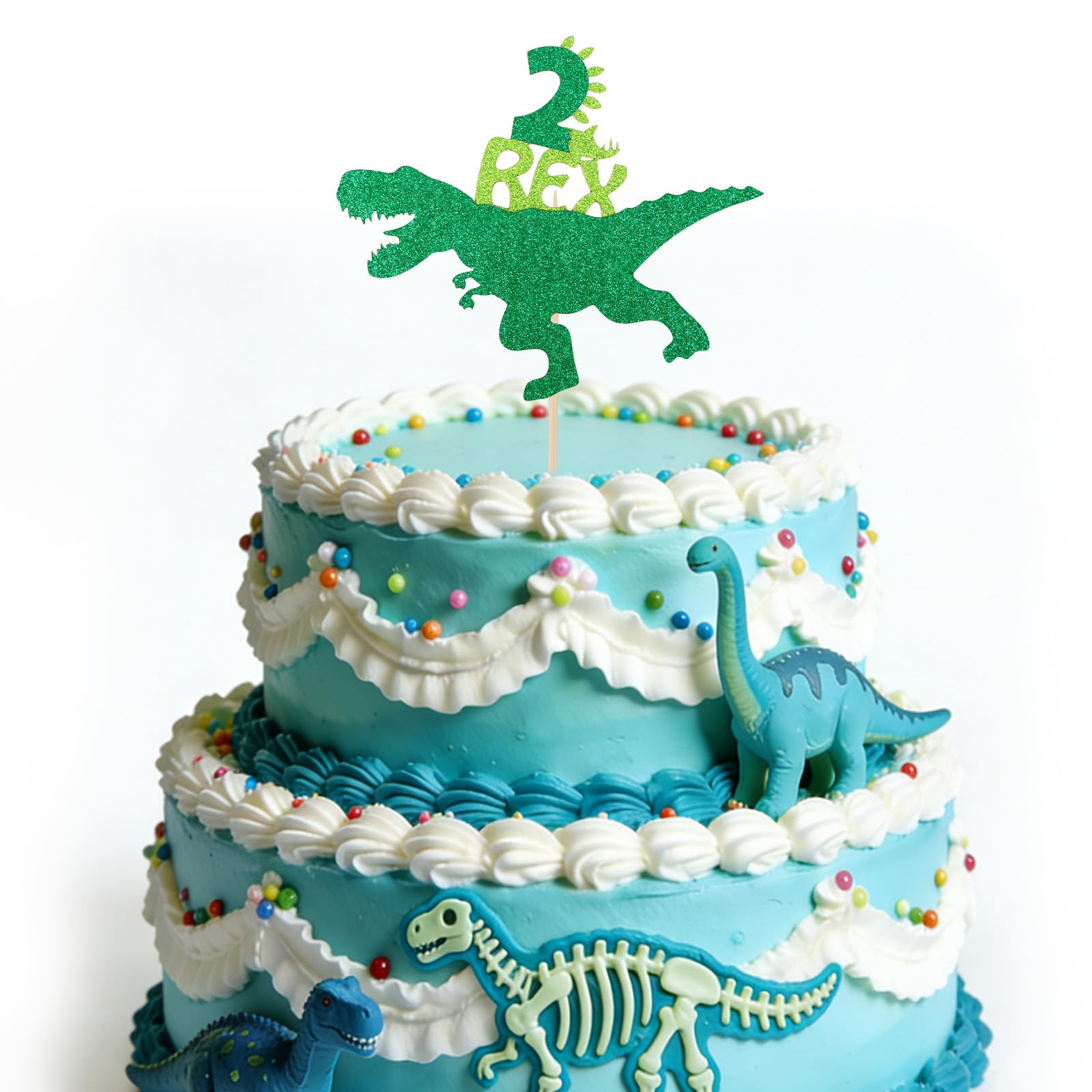 Padorul 2nd Birthday Dinosaur Cake Topper Happy Birthday Decor for Boys