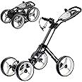 XDriveMax GC53 4 Wheel Golf Push Cart, One-Click Folding Golf Trolley Lightweight Golf Bag Pull Cart Caddy Cart for Golf Clubs and Golf Bag with Cup Holder Scorecard Holder/Storage Compartment