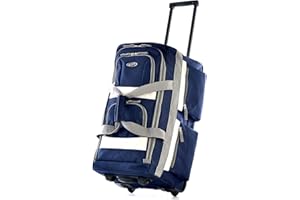 Olympia U.S.A. 29 inch Jumbo Size 8 Pockets Wheeled Rolling Duffel Bag Water Resistant Luggage Lightweight Travel Suitcase with Retractable Handle