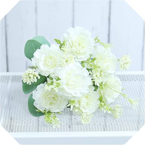Amazon 造花結婚式の家のための 装飾白い花束牡丹偽物の花リビングルームテーブルの装飾アクセサリー White 造花 オンライン通販