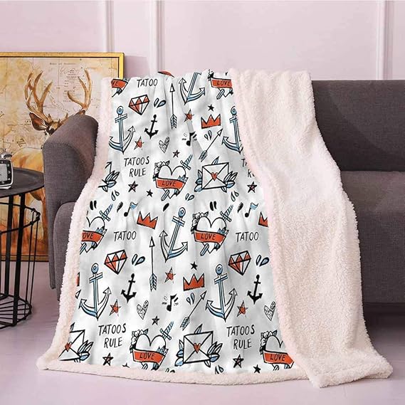 ZZPHH Thick Blanket Lightweight Blanket Tattoo,Various Artistic Designs
