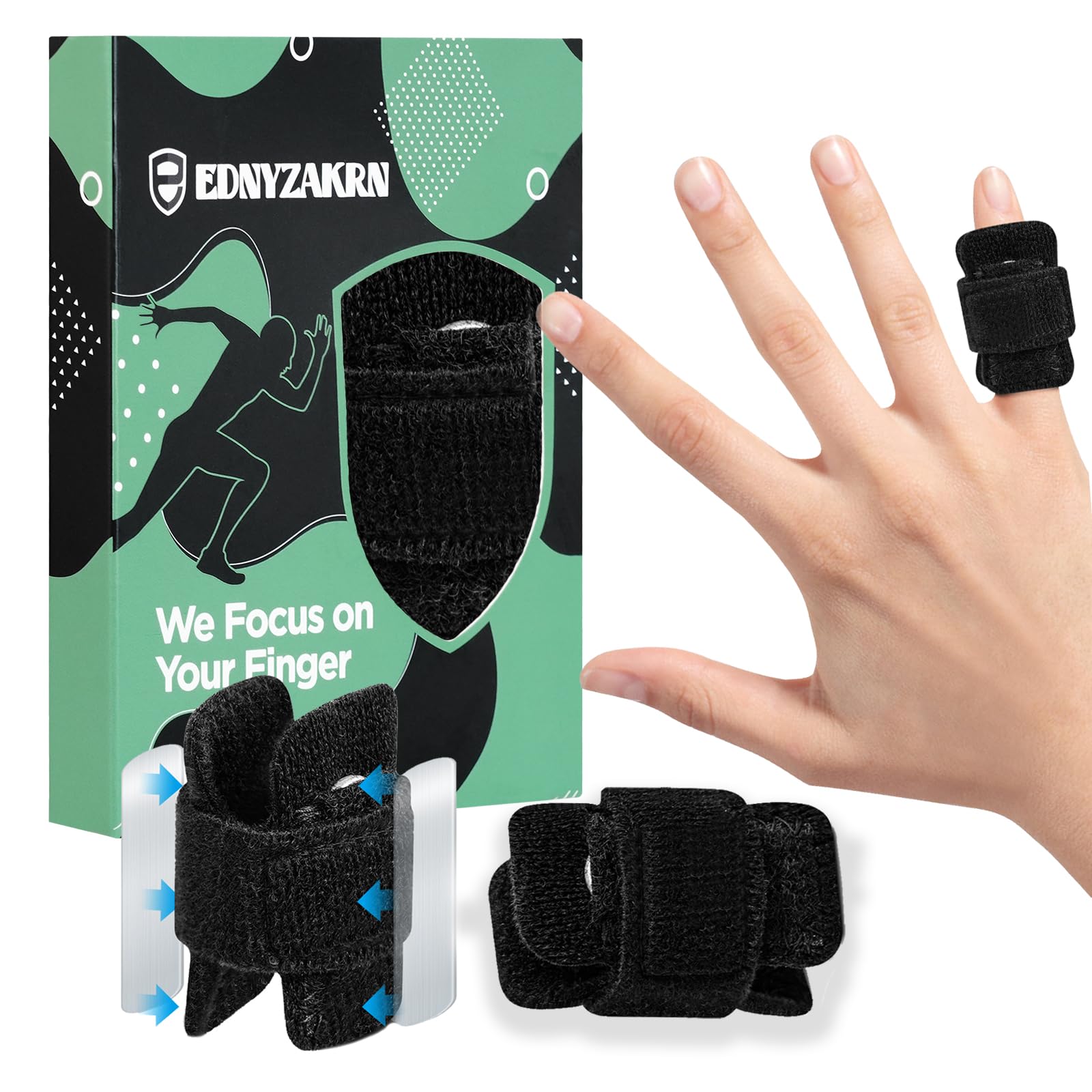 EDNYZAKRN 2Pcs Thumb Splint, Universal Finger Brace Fit for Men and Women, Ajustable 2 Metal Bar for Index, Middle, Ring (Small)