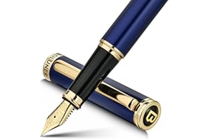 BEILUNER Blue Fountain Pen,Stunning Luxury Pens with 24K Gold Finish, Gorgeous 24K Gilded Nib(Medium), Fancy Pen Gift for Men&Women -Ink Converter-Elegant, Reliable,Nice Pen for Writing