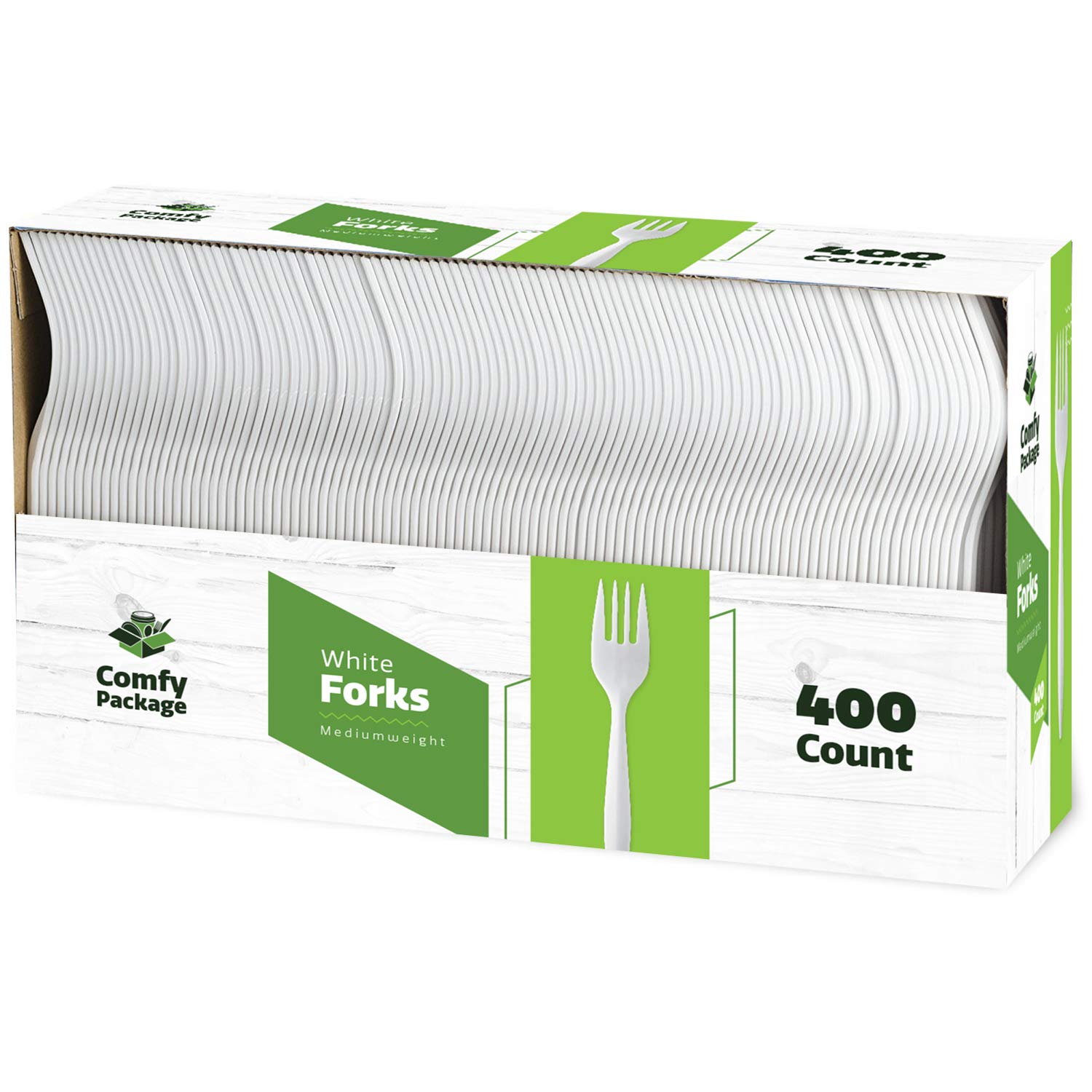 400 Light-Weight White Disposable Plastic Forks